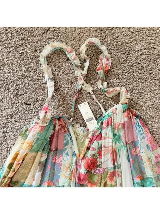 NEW Anthropologie Chiffon Shift Midi Dress Floral Sleeveless Beach Size XXSmall - Picture 4 of 12